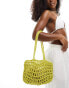 Фото #1 товара My Accessories open weave crochet mini shoulder bag in green