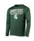 Фото #3 товара Men's Green Michigan State Spartans Wordmark Slash Long Sleeve T-shirt