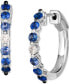 ფოტო #1 პროდუქტის Ombré® Denim Ombré (3/4 ct. t.w.) & White Sapphire (1/8 ct. t.w.) Small Hoop Earrings in 14k White Gold, 0.7"