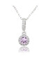 Pink Sapphire & Lab-Grown White Sapphire Solitaire Halo Drop Pendant Necklace in Sterling Silver by Suzy Levian