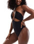 Фото #2 товара The Frolic bay cut out cross front swimsuit in black