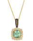 Фото #1 товара Le Vian mint Julep Quartz (2-1/6 ct. t.w.) & Diamond (3/8 ct. t.w.) Halo Pendant Necklace in 14k Gold, 18" + 2" extender
