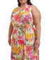 Plus Size Sleeveless Faux-Wrap Midi Dress