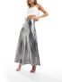 Фото #3 товара Y.A.S high waisted maxi skirt in grey metallic