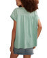 ფოტო #2 პროდუქტის Women's Eyelet-Trim Split-Neck T-Shirt