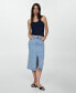 ფოტო #3 პროდუქტის Women's Slit Denim Skirt