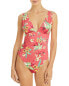 Aqua Swim 282121 Women Ruched Printed One Piece Swimsuit, Size Large