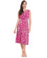 ფოტო #1 პროდუქტის Petite Printed Jewel-Neck Midi Dress