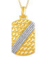 ფოტო #1 პროდუქტის Men's Diamond Nugget-Inspired Dog Tag 22" Pendant Necklace (1/5 ct. t.w.) in 18k Gold-Plated Sterling Silver