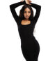 Фото #2 товара NA-KD scoop neck knitted midi dress in black