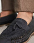 Thomas Crick woven tassel leather loafers in navy