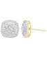 Cubic Zirconia Cushion Earrings in Fine Gold Plate or Fine Silver Plate