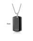 CZ Edge Black Dog Tag Pendant Necklace For Men Polished Stainless Steel with Bead Ball Chain 24 In