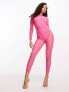 Фото #5 товара Collective the Label Petite exclusive fitted stretch lace jumpsuit in bright pink