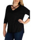 ფოტო #2 პროდუქტის Women's Plus Size Criss Cross Detail Tunic Top