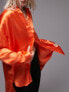 Topshop premium oversized satin shirt in orange