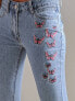 Фото #2 товара Labelrail x Pose and Repeat mid rise 90s flared jeans with butterfly appliques in blue