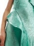 Y.A.S Bridesmaid jacquard cami maxi dress with ruffle detail in green