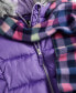 Big Girls Solid Quilt Puffer Coat & Plaid Scarf