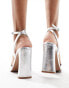 Фото #4 товара ASOS DESIGN Noah barely there block heeled sandals in silver