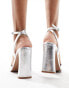 Фото #2 товара ASOS DESIGN Noah barely there block heeled sandals in silver