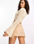 Фото #4 товара River Island Petite long sleeve button down crochet top in cream