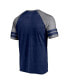 ფოტო #4 პროდუქტის Men's Heather Navy Boston Red Sox Utility Two-Stripe Raglan Tri-Blend T-shirt