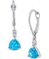 ფოტო #1 პროდუქტის Blue Topaz (2 ct. t.w.) & Diamond Accent Trillion Leverback Drop Earrings in 14k White Gold