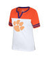Фото #3 товара Women's White, Orange Clemson Tigers Frost Yourself Notch Neck T-shirt