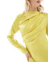 Фото #4 товара ASOS DESIGN Tall satin maxi dress with drape bodice detail in chartreuse