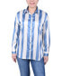 ფოტო #1 პროდუქტის Petite Long Sleeve Striped Satin Blouse