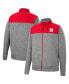 Фото #1 товара Men's Gray, Scarlet Nebraska Huskers Putter Herringbone Full-Zip Jacket