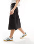 & Other Stories utility asymmetric wrap midi skirt with pocket detail in black