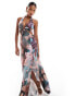 ASOS DESIGN halter maxi dress with cut out detail in black floral