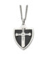 Фото #1 товара Chisel black IP-plated CZ Cross Shield Pendant Curb Chain Necklace