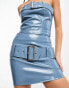 Kyo The Brand vinyl belt detail mini skirt co-ord in petrol blue