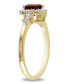 ფოტო #3 პროდუქტის Garnet and Diamond Halo Heart Ring