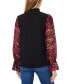 Women's Sheer Floral Long-Sleeve Mock Neck Top