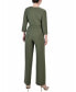 ფოტო #2 პროდუქტის Petite Short 3/4 Sleeve Belted Wide Leg Jumpsuit