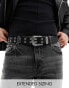 Фото #1 товара ASOS DESIGN faux leather belt with star studs and silver western buckle in black