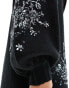 River Island embellished knit mini dress in black