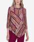 ფოტო #1 პროდუქტის Petite Wine Country Spliced Stripe Necklace Top