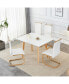 Furniture Set: Stone Top Table, Foldable Desks, 4 Chairs