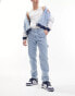 ASOS DESIGN tapered fit jeans in light blue with carpenter detail - LBLUE