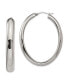 ფოტო #1 პროდუქტის Stainless Steel Polished Hollow Oval Hoop Earrings