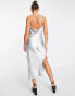 Фото #4 товара Topshop metallic maxi slip dress in silver