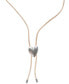 Фото #1 товара Lucky Brand silver-Tone Leather Heart Bolo Necklace, 35"