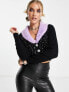 Фото #1 товара Miss Selfridge embellished faux fur cardigan in black