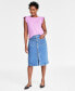 Фото #1 товара Women's Patch Pocket Denim Skirt, Created for Macy's