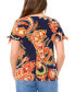 ფოტო #3 პროდუქტის Petite Tie-Cuff Paisley-Print Split-Sleeve Top